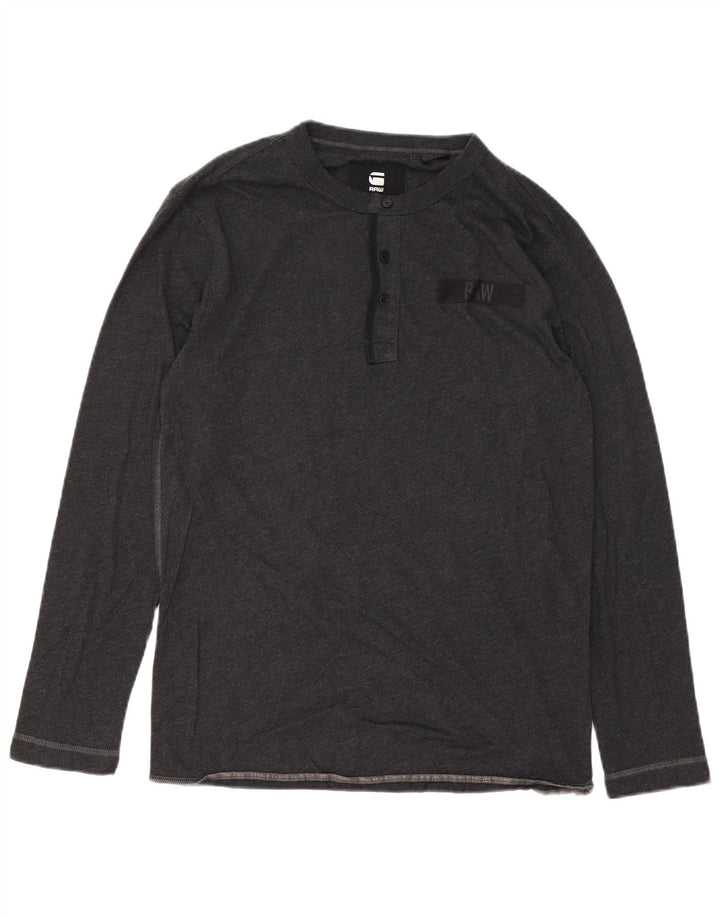 G-Star Mens Top Manga Longa Pequeno Algodão Cinza