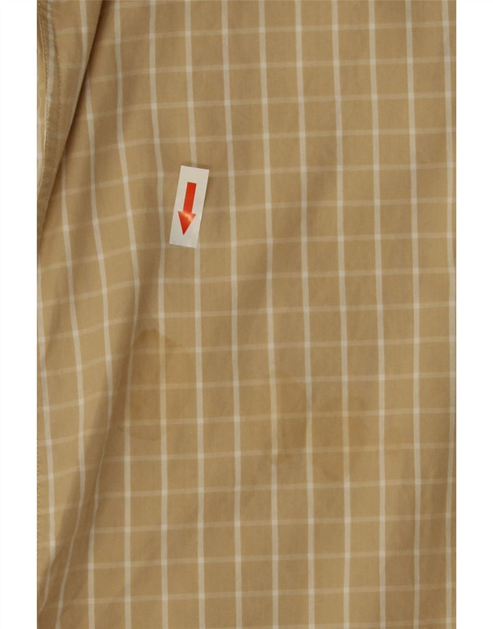 Camisa masculina Tommy Hilfiger tamanho 15 algodão xadrez bege médio