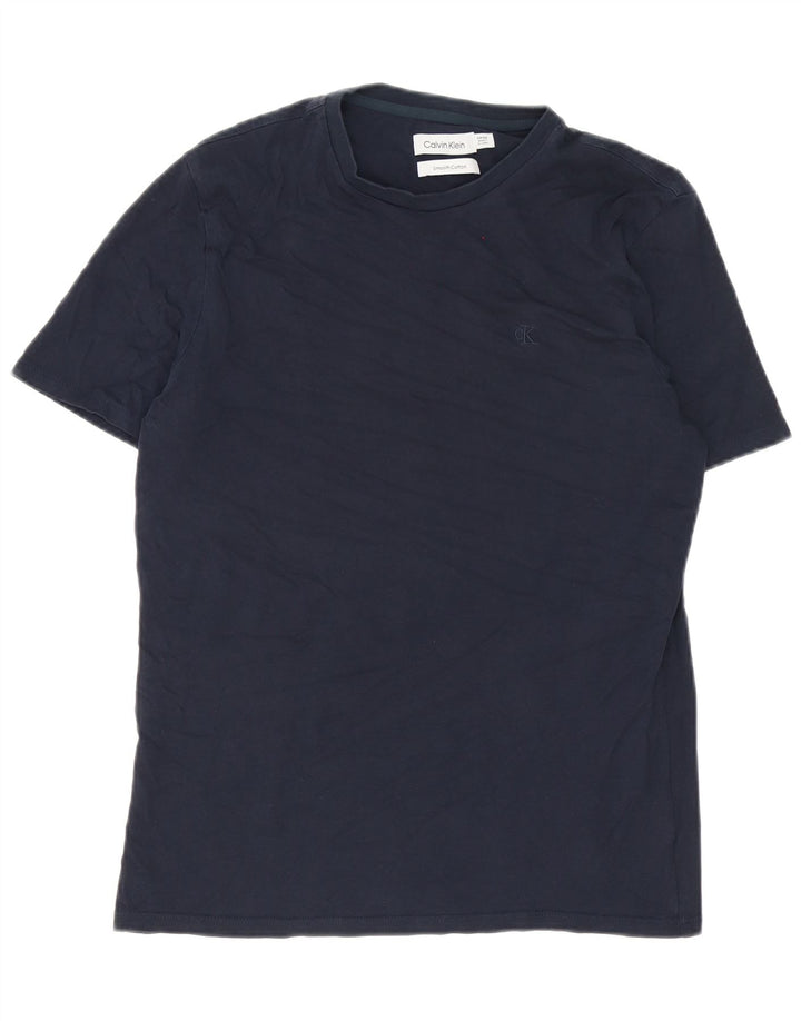 Calvin Klein Camiseta masculina top pequeno algodão azul marinho