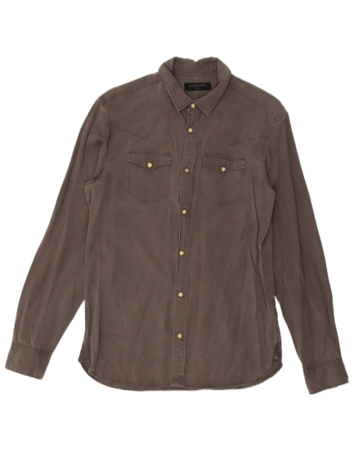 Camisa masculina All Saints pequena cinza Lyocell
