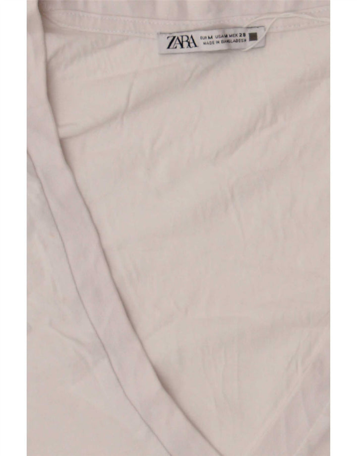 Camiseta feminina Zara UK 14 médio branco