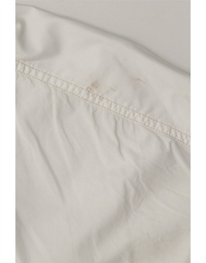 Camisa oversized feminina Benetton UK 10 pequeno algodão branco