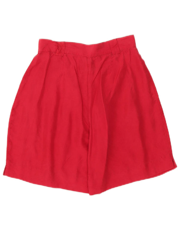 Shorts casuais femininos vintage de cintura alta com cintura alta W26 seda vermelha pequena