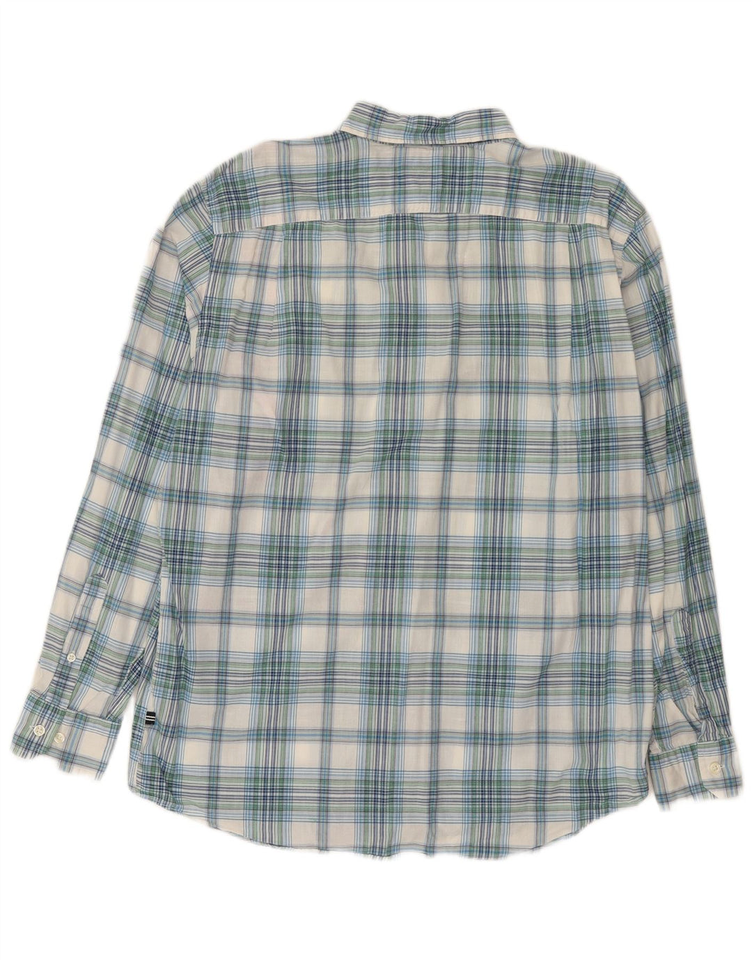 Camisa masculina Nautica grande algodão xadrez azul