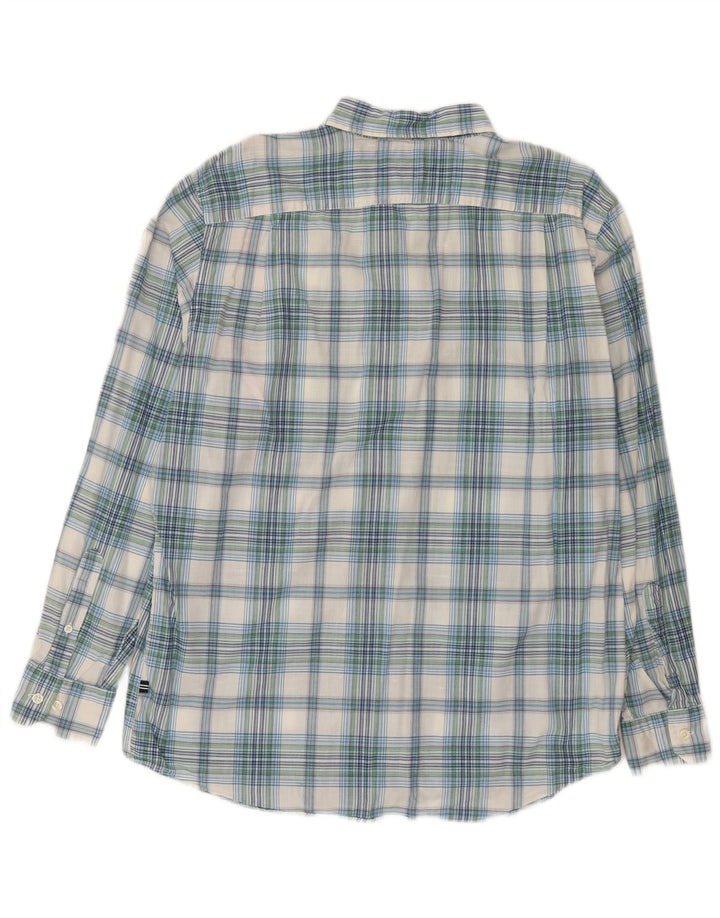 Camisa masculina Nautica grande algodão xadrez azul