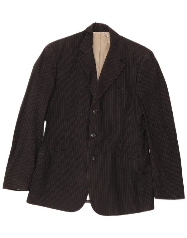 Jaqueta Blazer Masculina Just Cavalli com 3 Botões IT 48 Algodão Listrado Preto Médio