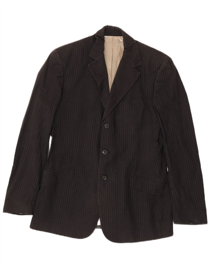 Jaqueta Blazer Masculina Just Cavalli com 3 Botões IT 48 Algodão Listrado Preto Médio
