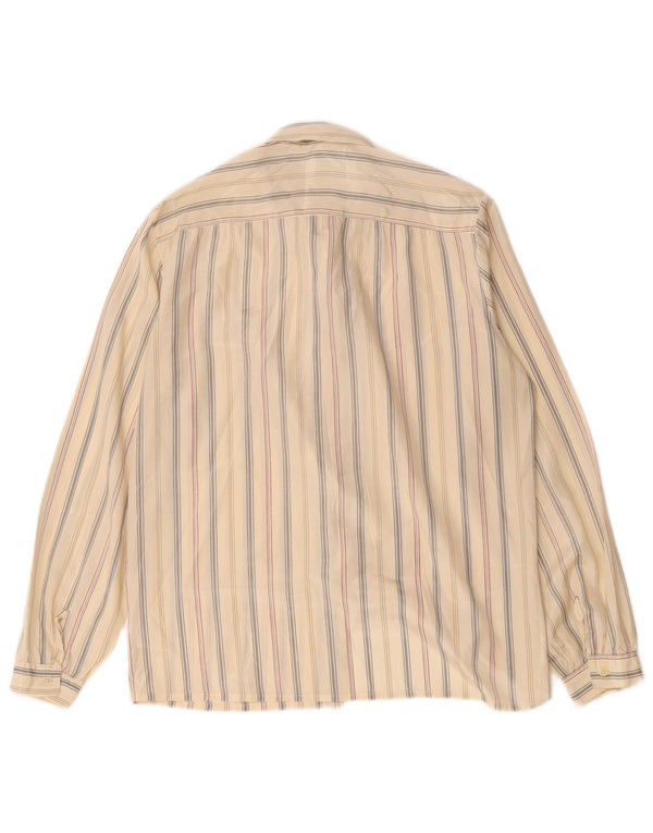 Blusa feminina vintage oversized UE 40 poliéster listrado bege médio
