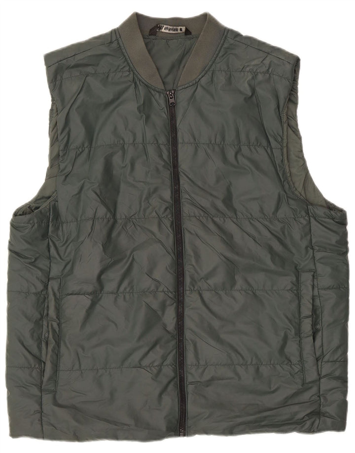 Zara Colete acolchoado masculino UK 40 grande poliéster verde