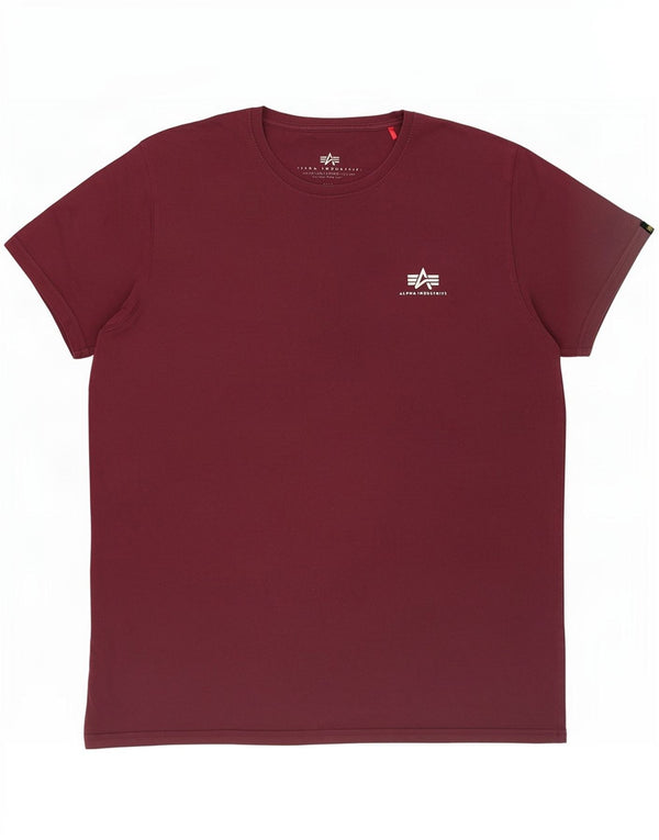 Alpha Industries Mens Graphic T-Shirt Top Medium Burgundy Cotton