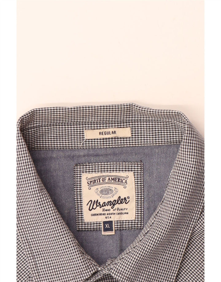 Camisa masculina de ajuste regular WRANGLER XL cinza algodão guingão