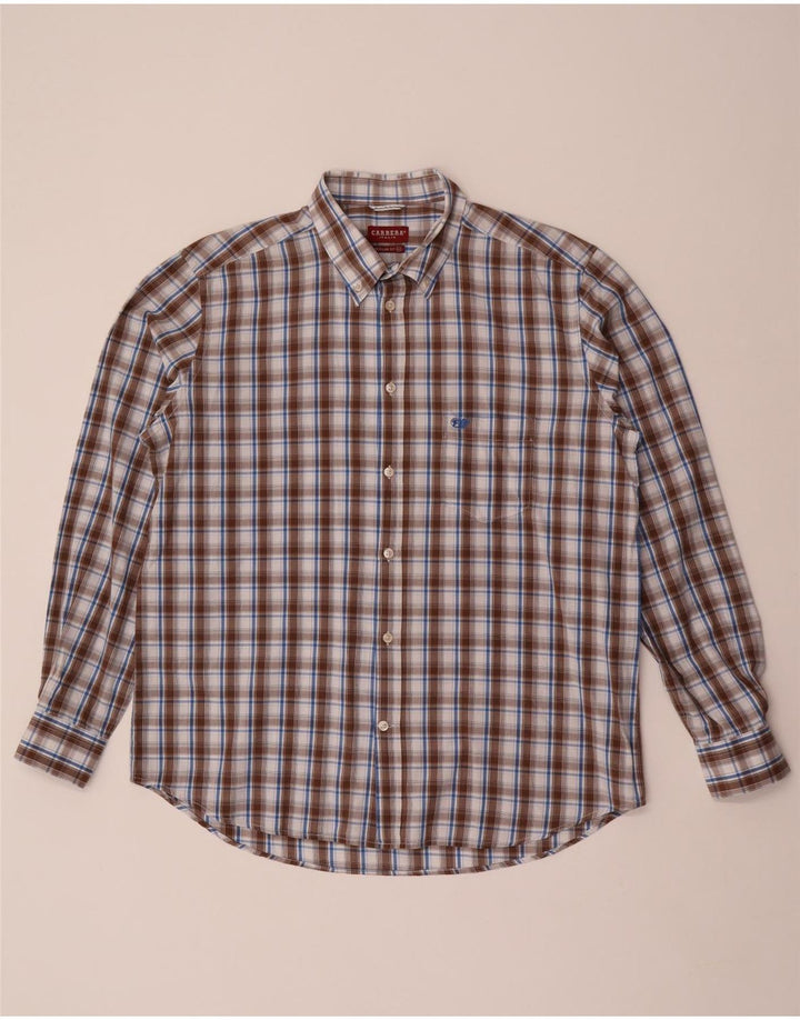 Camisa masculina CARRERA Regular Fit XL xadrez marrom