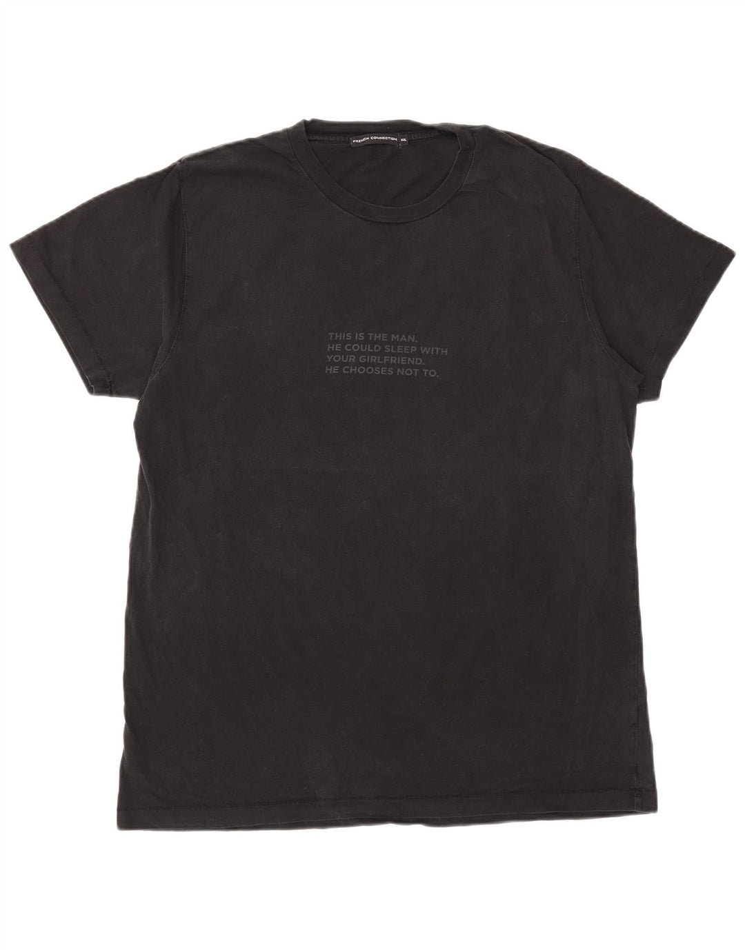 Camiseta gráfica masculina French Connection Top 2XL algodão preto