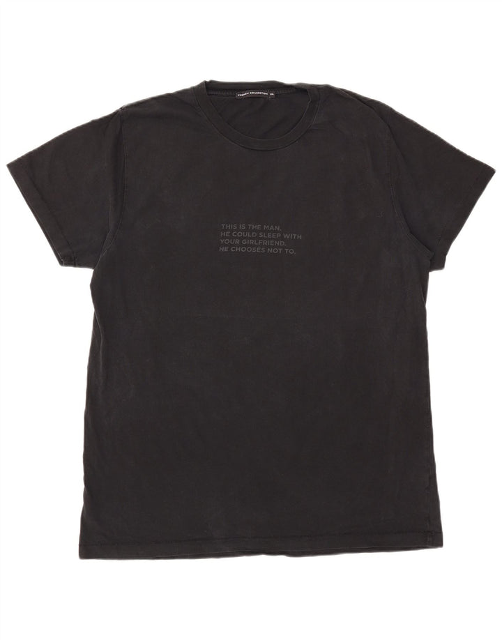 Camiseta gráfica masculina French Connection Top 2XL algodão preto