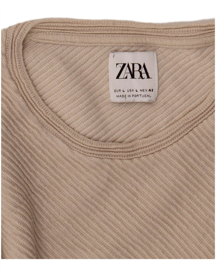 Zara Top masculino manga comprida grande bege