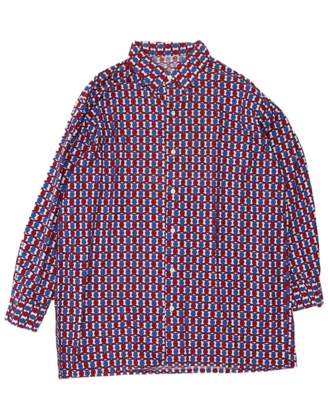 Camisa masculina vintage grande geométrica multicolorida