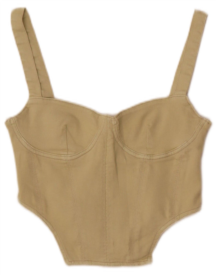Zara Womens Corset Top UK 8 Pequeno Verde