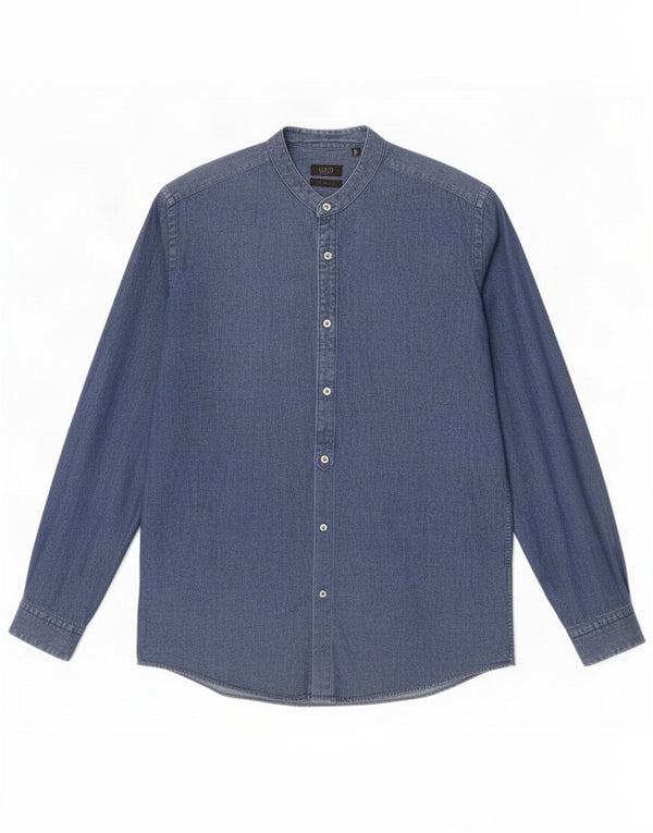 Camisa masculina Liu Jo Slim Fit tamanho 16 41 grande algodão azul