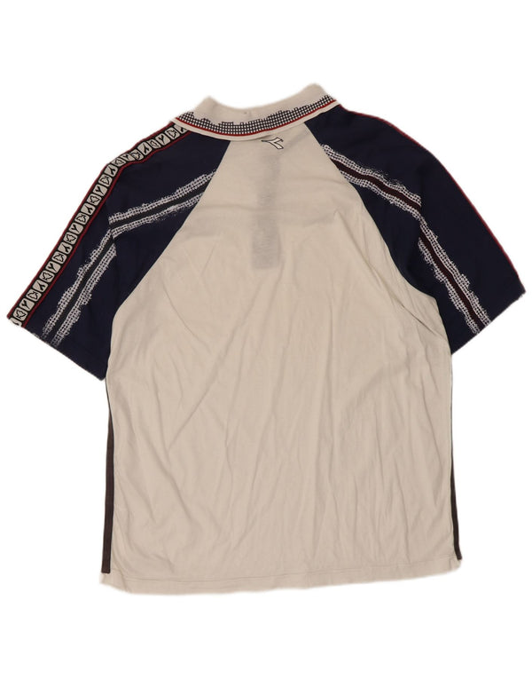 Camisa polo masculina Diadora Davis Cup gráfica IT 54 XL branco colorblock