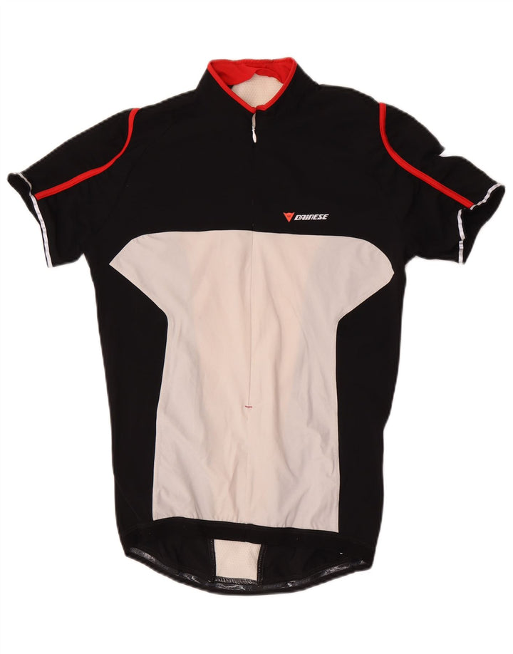 Dainese Camiseta masculina de manga curta com zíper e gola em bloco colorido preto médio