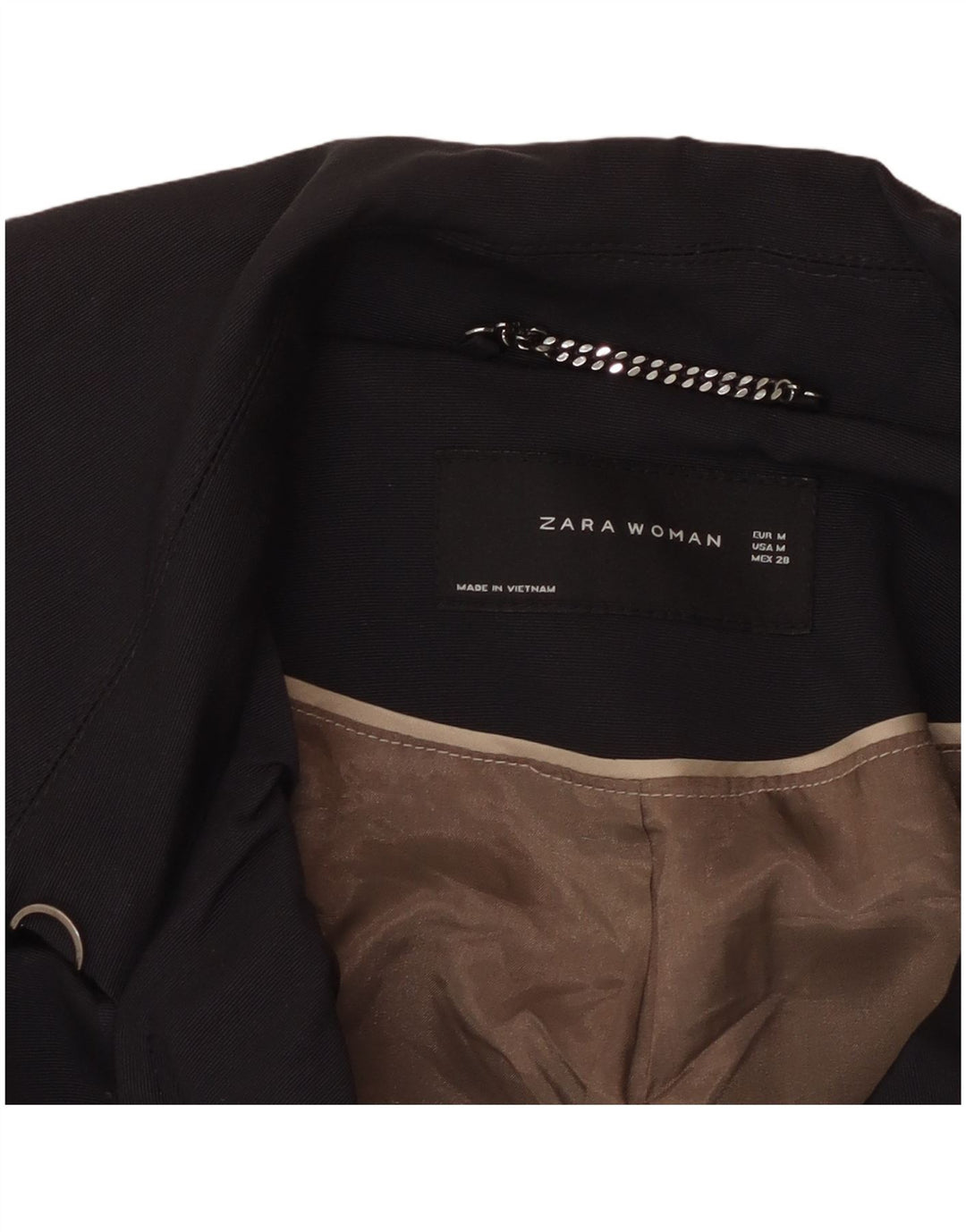 ZARA Womens Pea Coat UK 12 Médio Algodão Azul Marinho