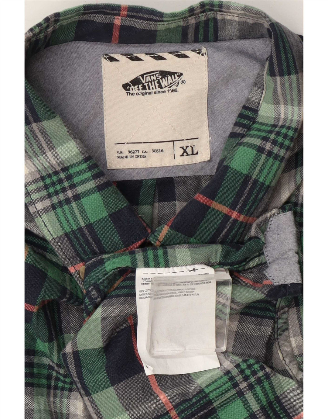 Camisa masculina de flanela Vans XL verde xadrez algodão
