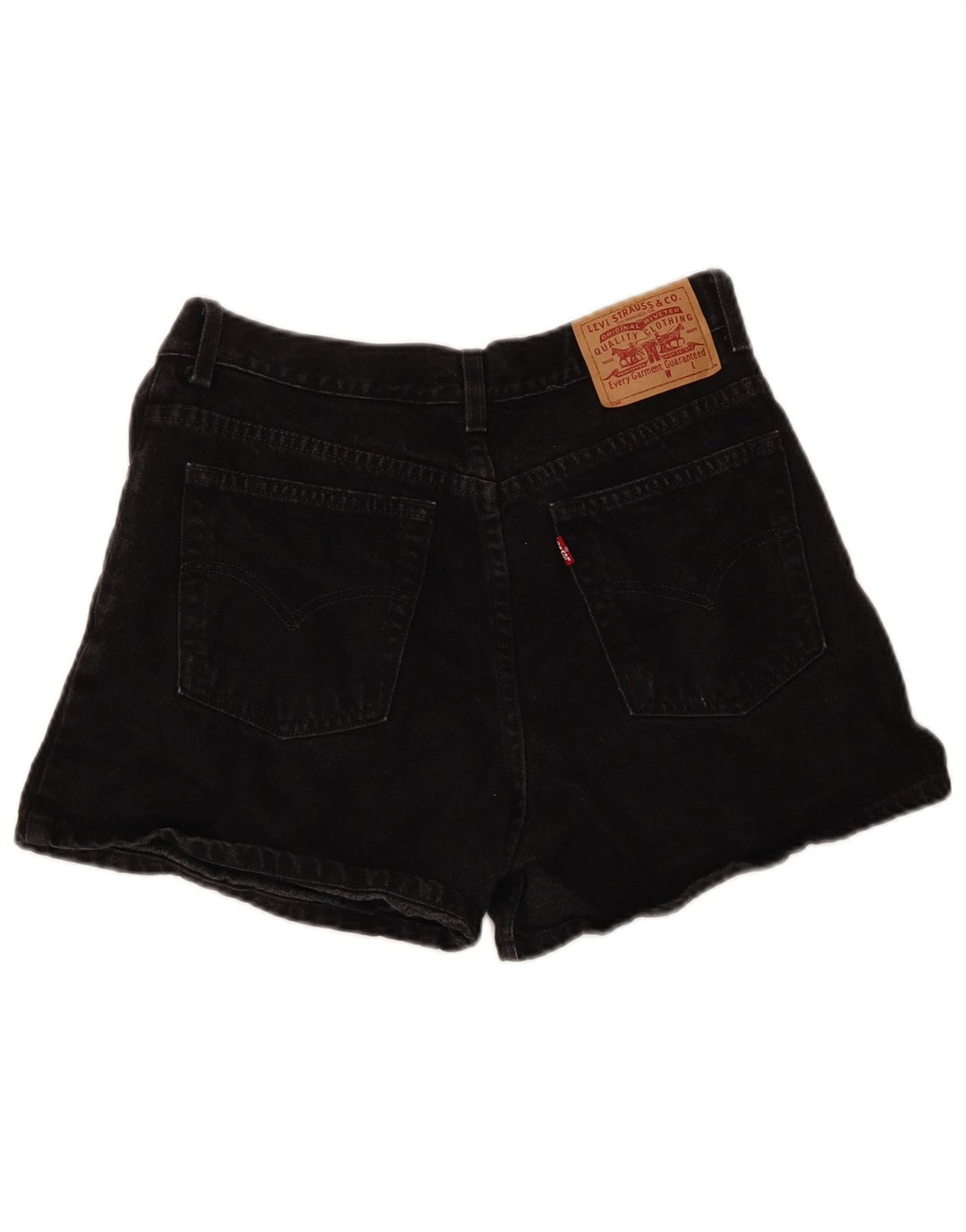 Shorts jeans feminino Levi's de cintura alta tamanho 13 grande algodão preto