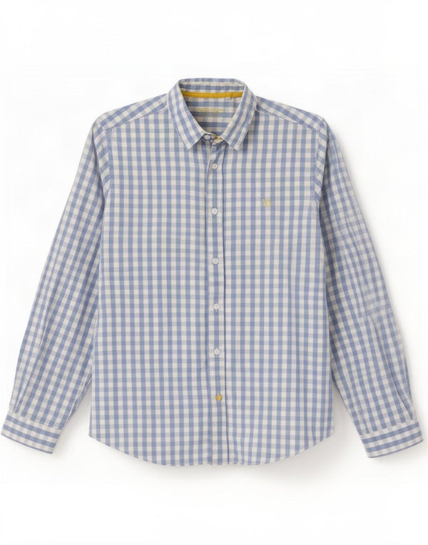 Camisa masculina White Stuff XL azul algodão guingão