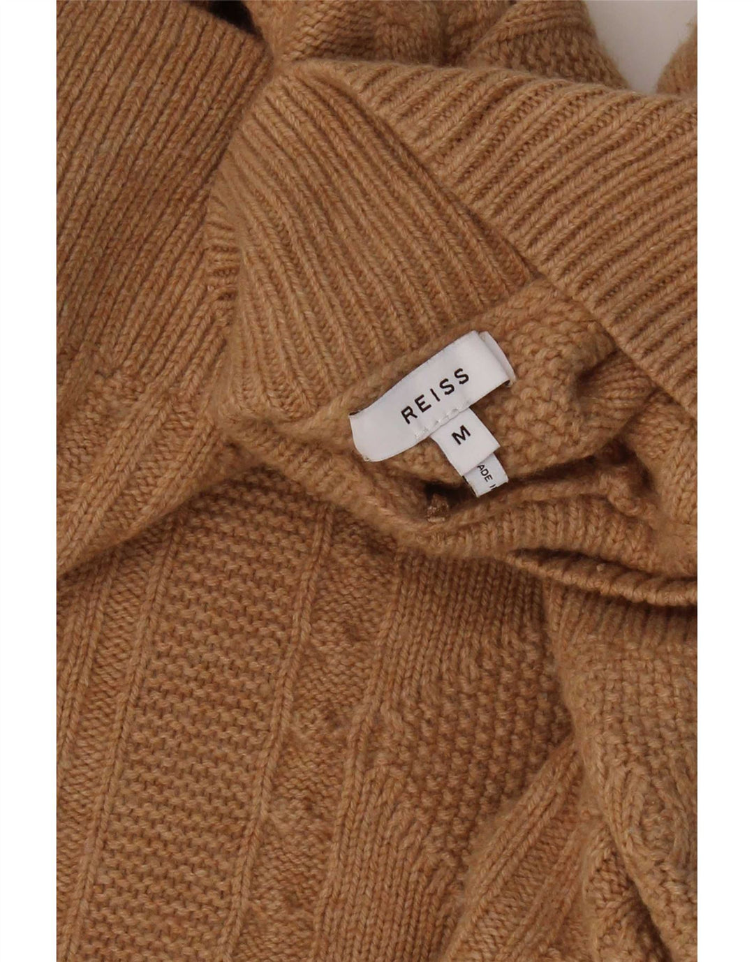 Suéter feminino Reiss com gola tartaruga grande, Reino Unido 14, lã marrom médio
