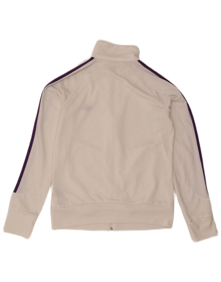 Adidas Womens Tracksuit Top Jacket UK 12/14 Médio Branco Poliéster