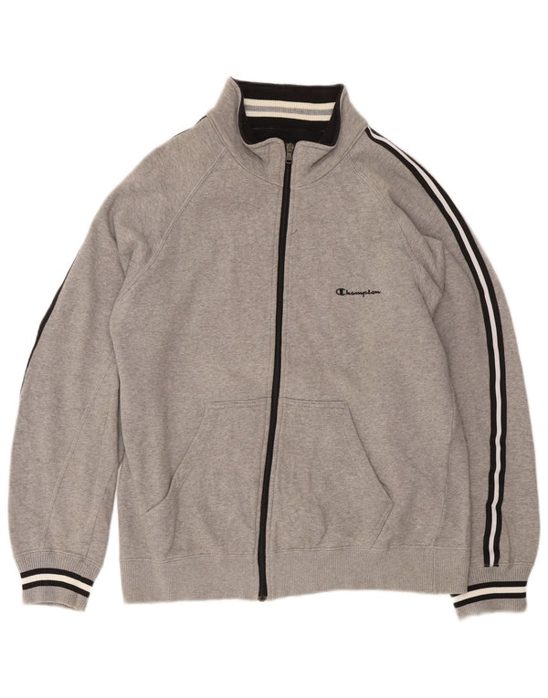 Jaqueta masculina de agasalho Champion grande algodão manchado cinza
