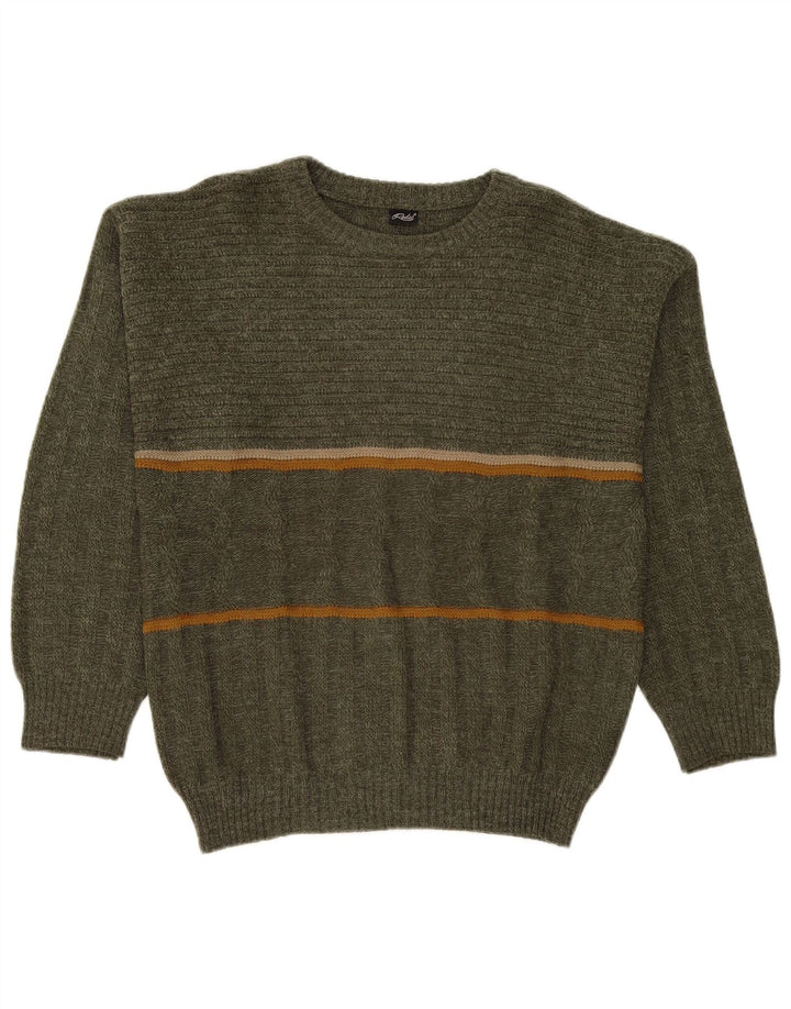 Suéter masculino Rodes com gola redonda IT 50 acrílico listrado verde médio