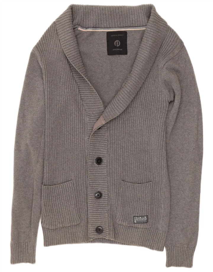 Suéter cardigã masculino JACK & JONES pequeno cinza