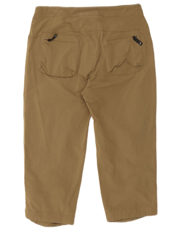 Calça capri feminina de caminhada Jack Wolfskin Reino Unido 8/10 pequena W28 L18 cáqui