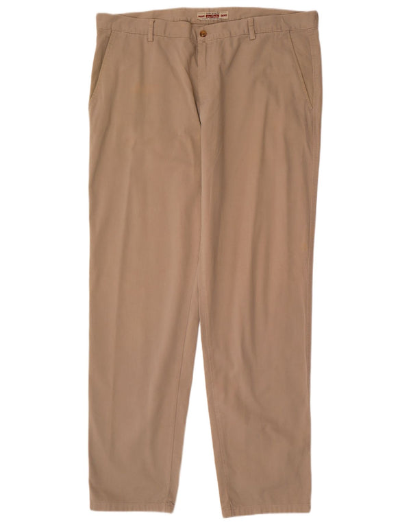 Pierre Cardin Mens Straight Chino Calças EU 54 2XL W40 L34 Algodão Bege