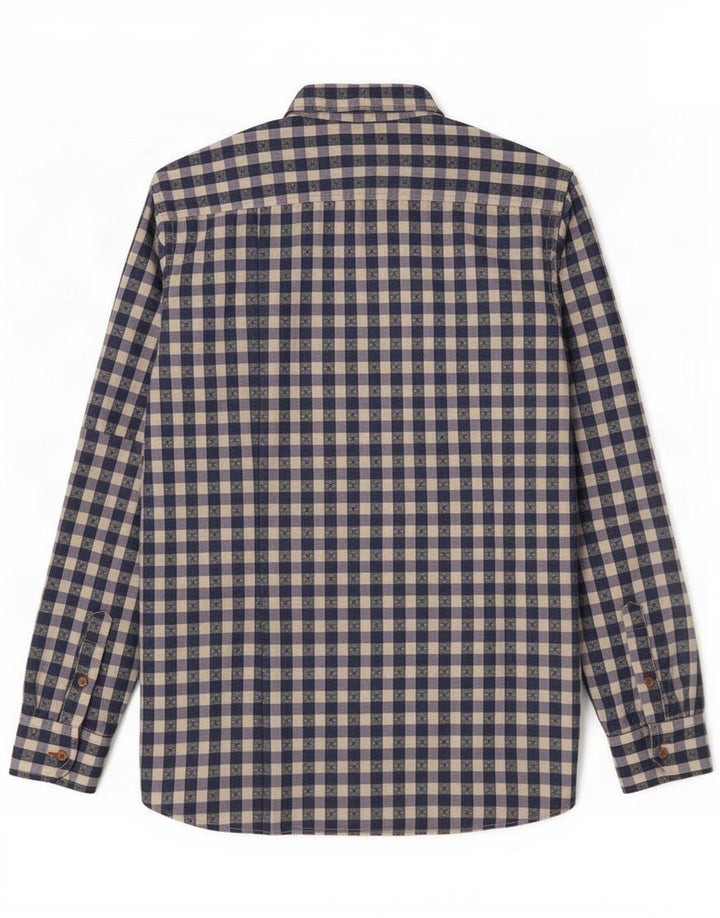 Camisa masculina Ted Baker tamanho 4 grande algodão guingão roxo