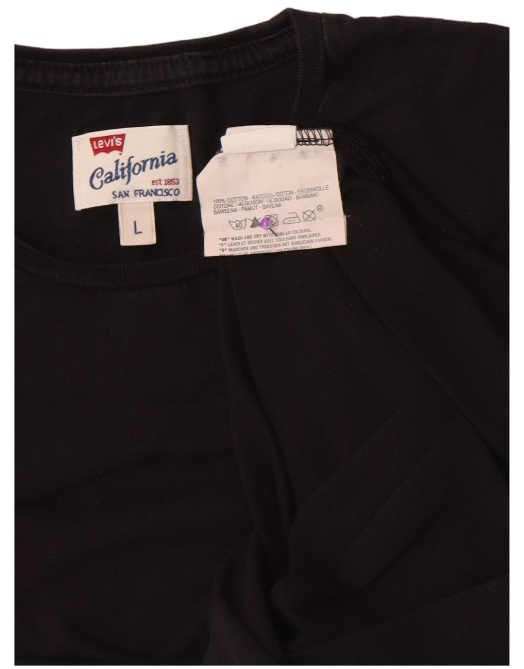 Camiseta feminina Levi's UK 14 grande algodão preto