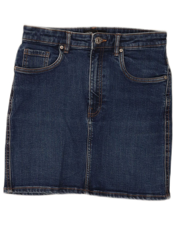 Mini saia jeans feminina Zara médio W28 azul