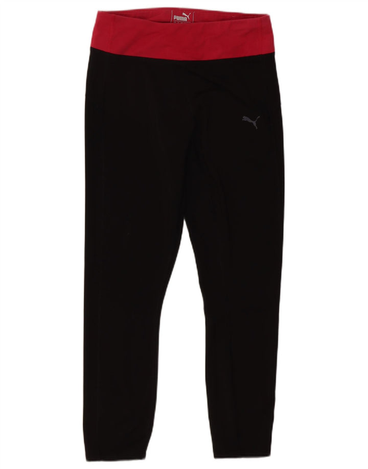 Puma Womens Crop Leggings UK 8 Pequeno Preto Colourblock Poliéster