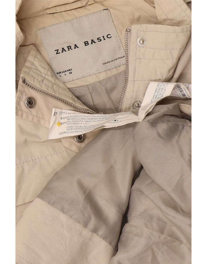 Jaqueta militar feminina Zara UK 14 algodão cinza médio