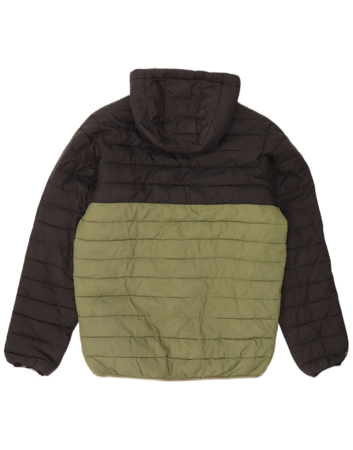 Jaqueta masculina acolchoada com capuz Quiksilver Reino Unido 38 bloco colorido verde médio