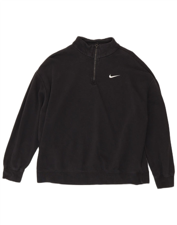 Moletom feminino Nike com zíper e gola alta, suéter UK 10 pequeno algodão preto