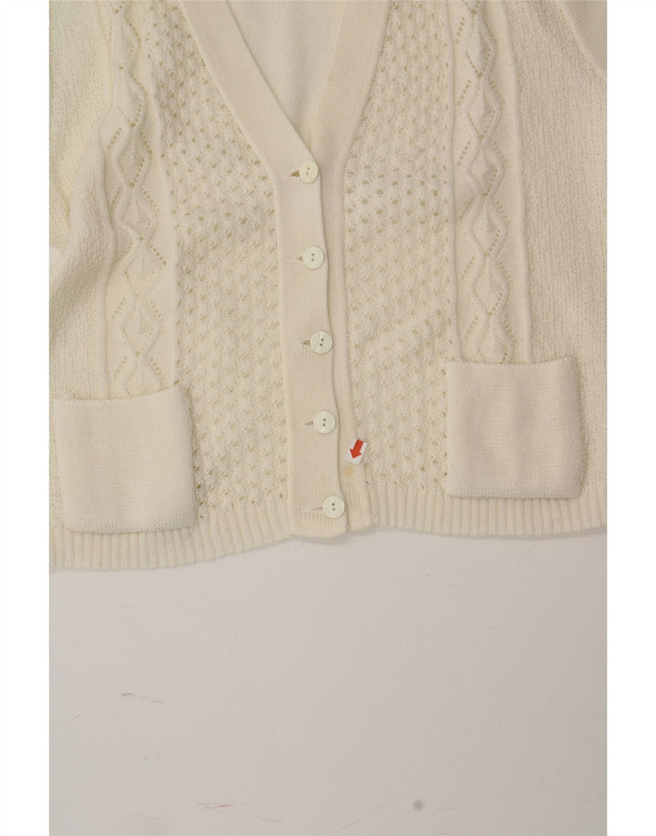 VINTAGE Womens Cardigan Sweater UK 14 Medium White Vintage Vintage and Second-Hand Vintage from Messina Hembry 