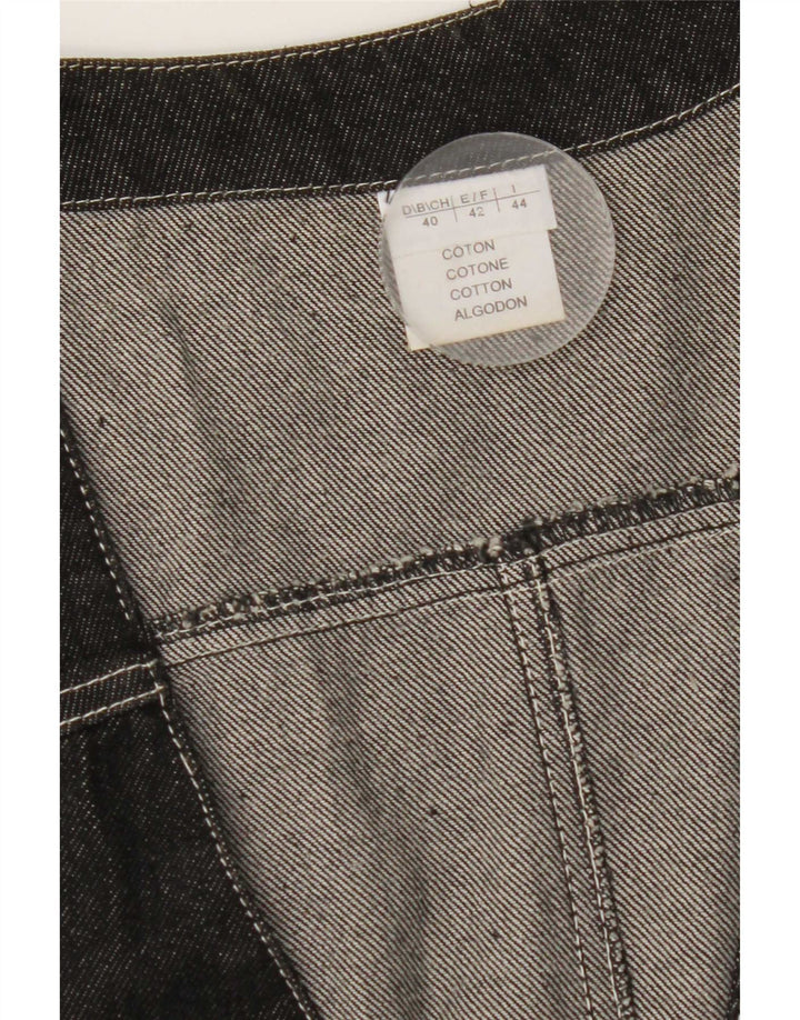 Colete jeans feminino vintage gráfico longline IT 44 médio preto floral