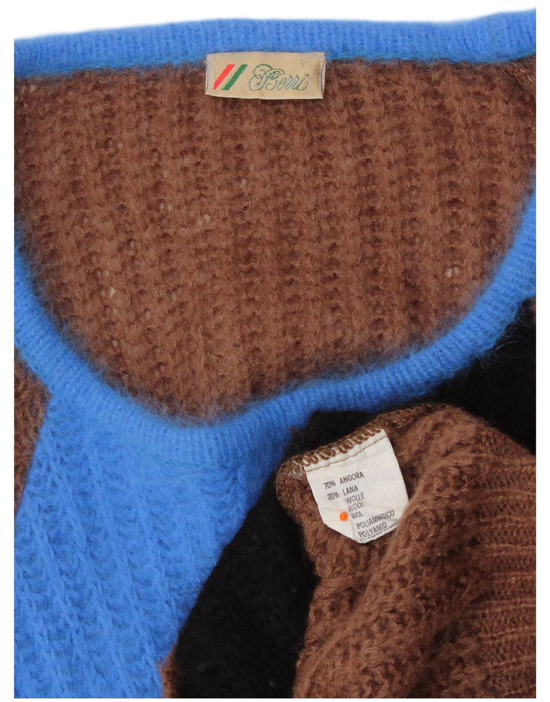 Suéter feminino Berri com gola canoa Reino Unido 14 marrom médio colorblock angorá