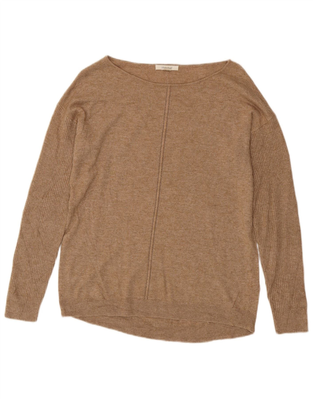 WHITE STUFF Suéter feminino com gola canoa Reino Unido 12 viscose bege médio