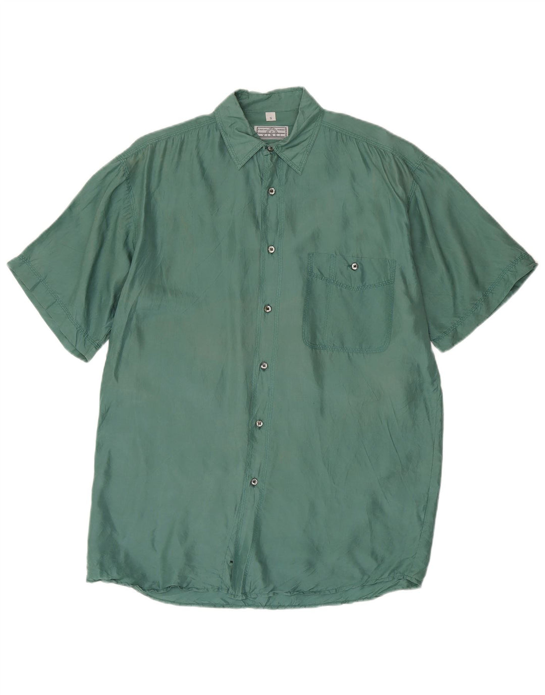 Camisa masculina de manga curta Vinci pequena seda verde