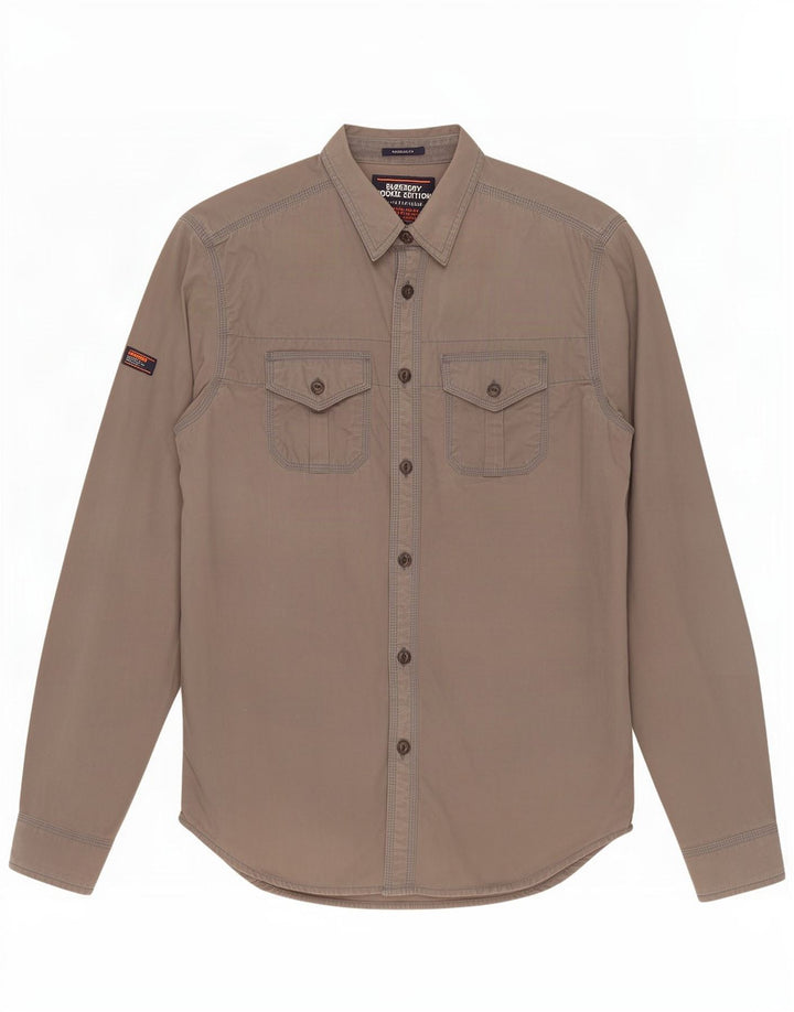 Camisa masculina Superdry Regular Fit cinza médio algodão