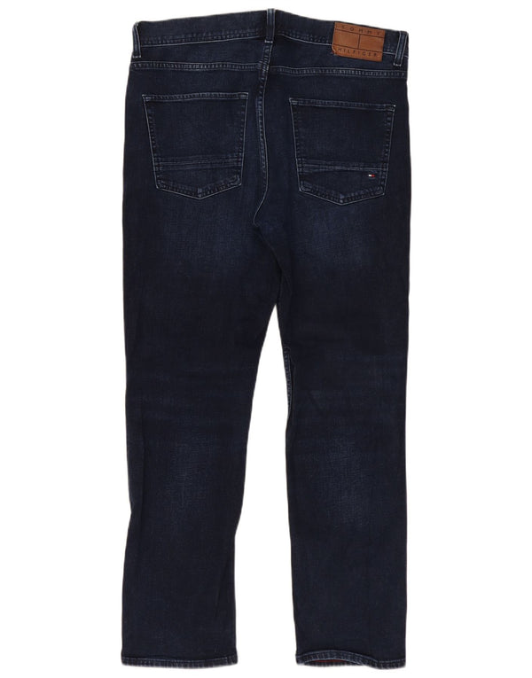 Tommy Hilfiger Masculino Denton Straight Jeans W34 L30 Azul Marinho Algodão