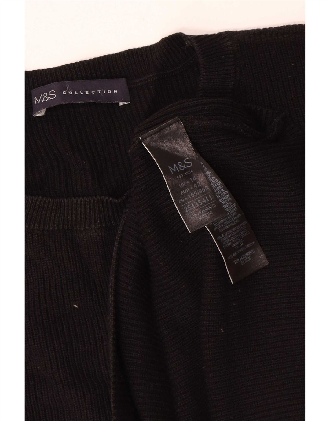 Suéter feminino Marks & Spencer com gola redonda Reino Unido 14 grande preto